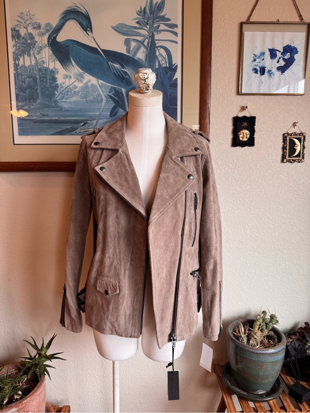 Blank NYC Taupe Suede Moto Jacket